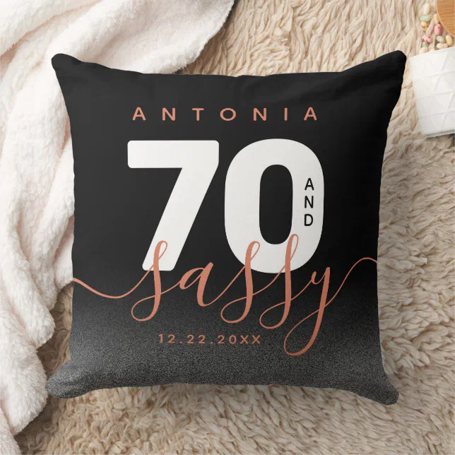 Modern Girly Copper 70 and Sassy Throw Pillow