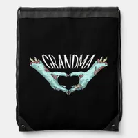 Grandma Zombie Hand Heart Halloween Costume Family Drawstring Bag