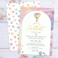 Watercolor Hot Air Balloon Baby Shower Invite