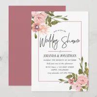 Watercolor Blush and Rose Gold Wedding Shower Invitation