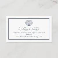 Elegant Seashell Beach Navy Blue Wedding Website Enclosure Card