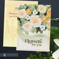 Flowers for You Warm Golden Rose Floral Get Well  Card
