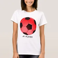 Red American Soccer or Association Football Ball T-Shirt