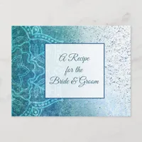 Blue Turquoise Mandala  wedding Recipe Card