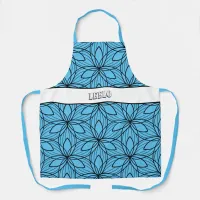 Geometric Black and Blue Art Smock Apron