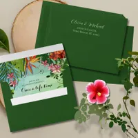 Tropical Wedding Envelope with Watercolor Liner