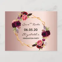 Save the Date graduation party rose gold Postcard