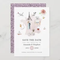 Watercolor Paris Destination Wedding Monogram Save The Date