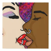 Romantic Kiss | Interracial Romance  Faux Canvas Print
