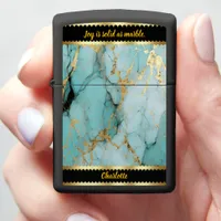 Elegant turquoise marble with stunning gold veins zippo lighter