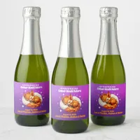 Cute Fox Cub Sleeping in Starry Sky Baby Shower Sparkling Wine Label