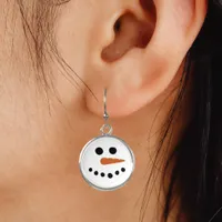 Cute Snowman Face Winter Christmas Earrings