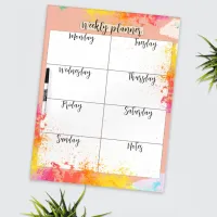 Modern Pastel Color Paint Splashes Weekly Planner Dry Erase Board