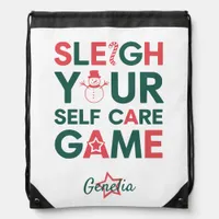 Sleigh Your Self-Care Game Holiday Drawstring Bag