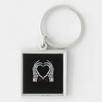 Skeleton Hand Heart Valentines Day Funny Couple Keychain