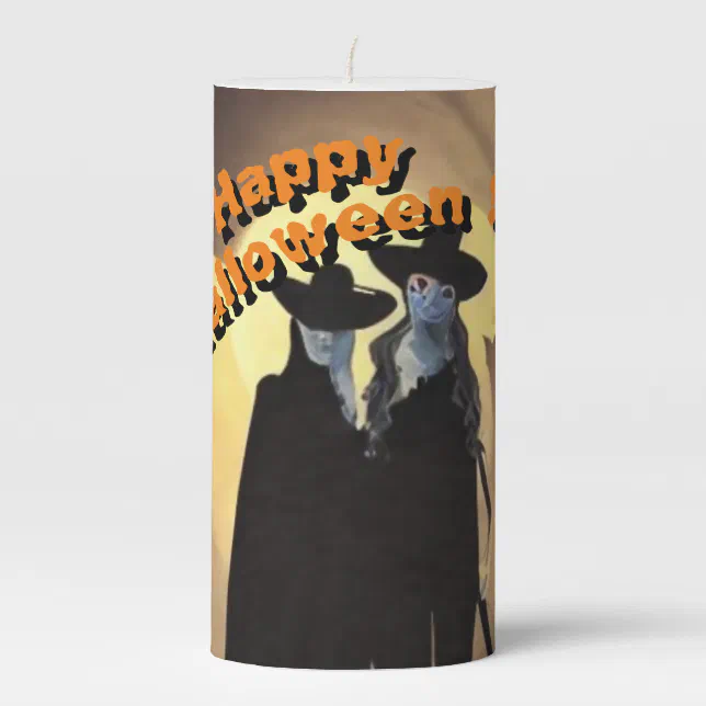 Monstres d’Halloween en ville Pillar Candle