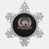 Goth Girl Whimsigoth Classic Snowflake Pewter Christmas Ornament