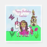 Personalized Princess and Unicorn Birthday Party Napkins