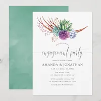 Watercolor Desert Succulents Engagement Party Invitation