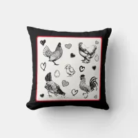 Collage of Cute Chickens Throw Pillow