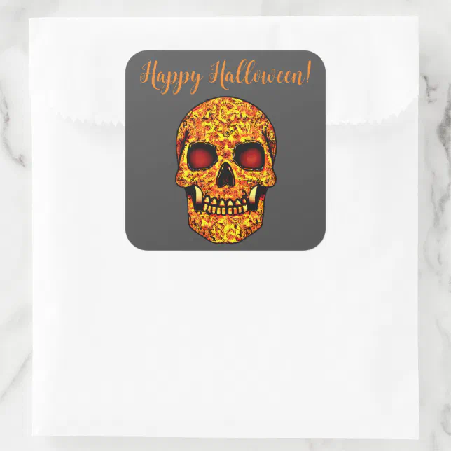 Frightening Halloween skull with red eyes  Square Sticker