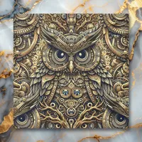 Steampunk Metal Gears and Owl Metal Print