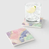 Glitter Gold Marble Pastel Colors Stone Coaster