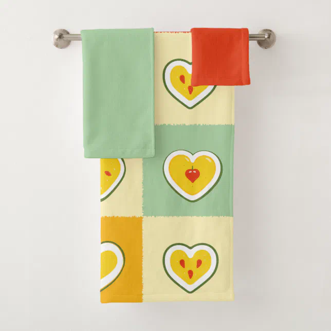 Hearts Apples Bath Towel Set