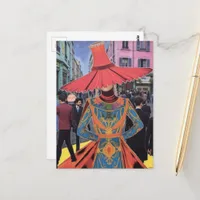 The Lampshade Hat Lady in the City Postcard