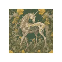 Unicorn Skeleton in the Yellow Flowers Wood Wall Art