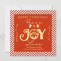 Christian Christmas Nativity Gold R Peace Joy Love Holiday Card