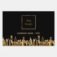 Logo black gold city skyline business real estate sign