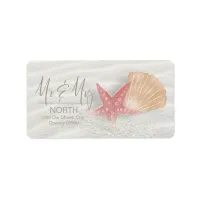 White Sands Starfish Wedding Mr and Mrs ID605 Label