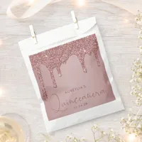 Thumbnail for Chic Rose Gold Sparkle Glitter Drips Quinceanera Favor Bag