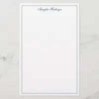 Chic Elegant Navy Blue Personalized  Stationery