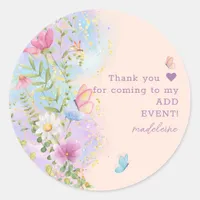 Whimsical Wildflowers Floral Garden Bridal Shower Classic Round Sticker