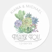 Succulents and Sparkle Wedding ID515 Classic Round Sticker