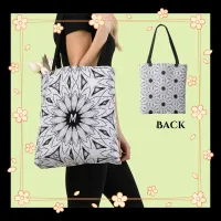 Black and White Flower pattern  Tote Bag