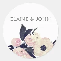 Blue & Coral Pink Floral Spring Wedding stickers