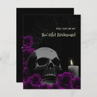 Gothic Skull and Roses Bridesmaid Proposal Card