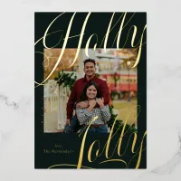 Holly Jolly Stars Photo Gold Foil Holiday Card