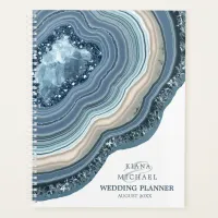 Agate Geode Glitter Wedding Plans Dusty Blue ID647 Planner