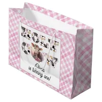 Holy Cow Pink Gingham Girl Birthday Gift Bag