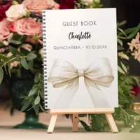 Guest book beige cream bow Quinceanera