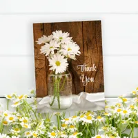 Mason Jar White Daisies Barn Wedding Thank You Postcard