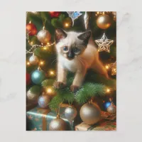 Siamese Kitten Christmas Postcard