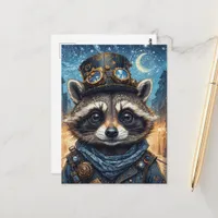Steampunk Raccoon Postcard