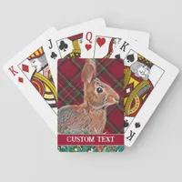 Rabbit with Holly Berries and Plaid Customizable Poker Cards