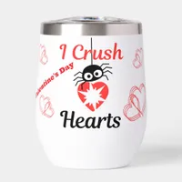 Valentine's I Crush Hearts cute spider | Thermal Wine Tumbler