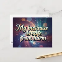 My business is safe from harm positiveaffirmation  postcard